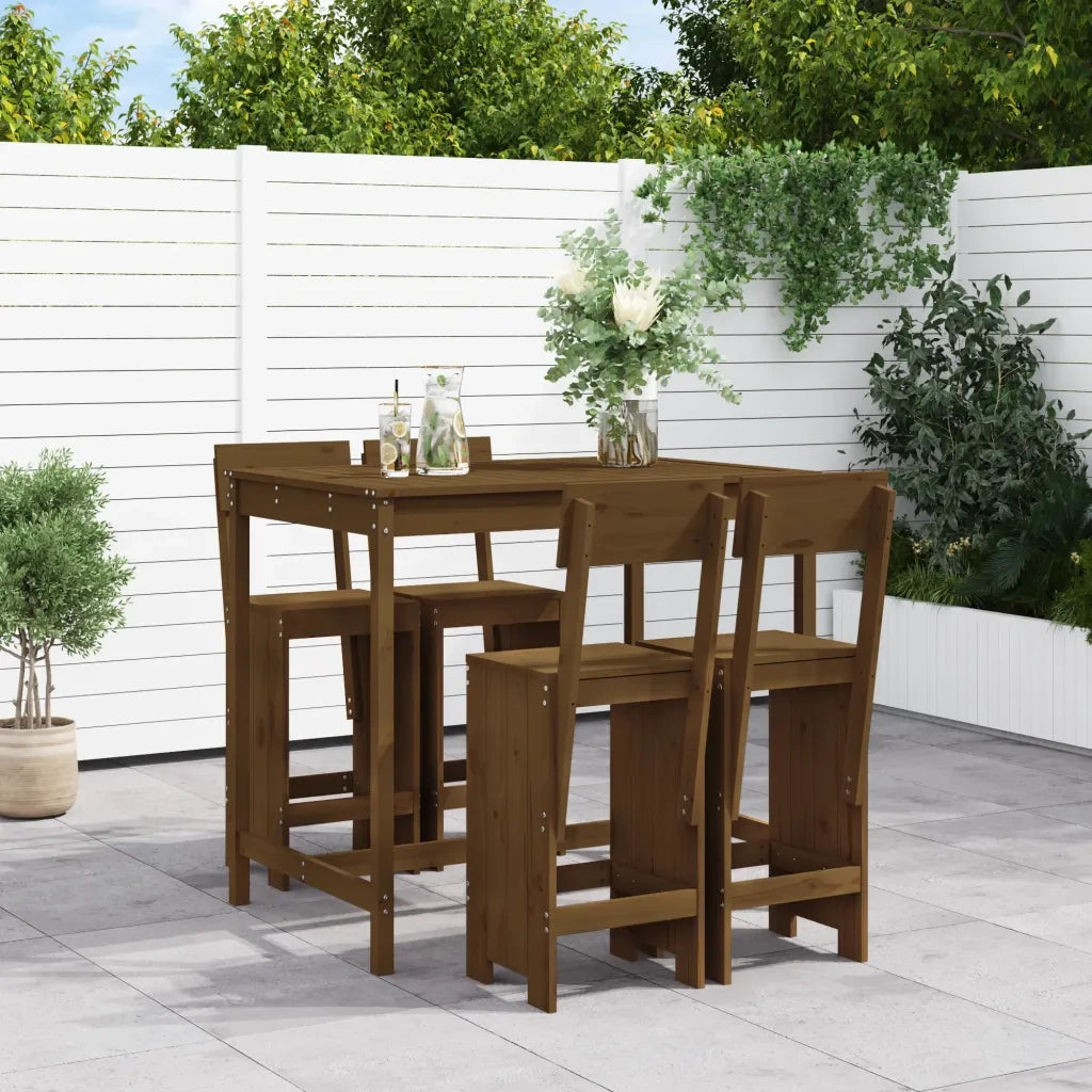 Set Bar da Giardino 5 pz | Set Salotto da Giardino ambra in Legno Massello di Pino