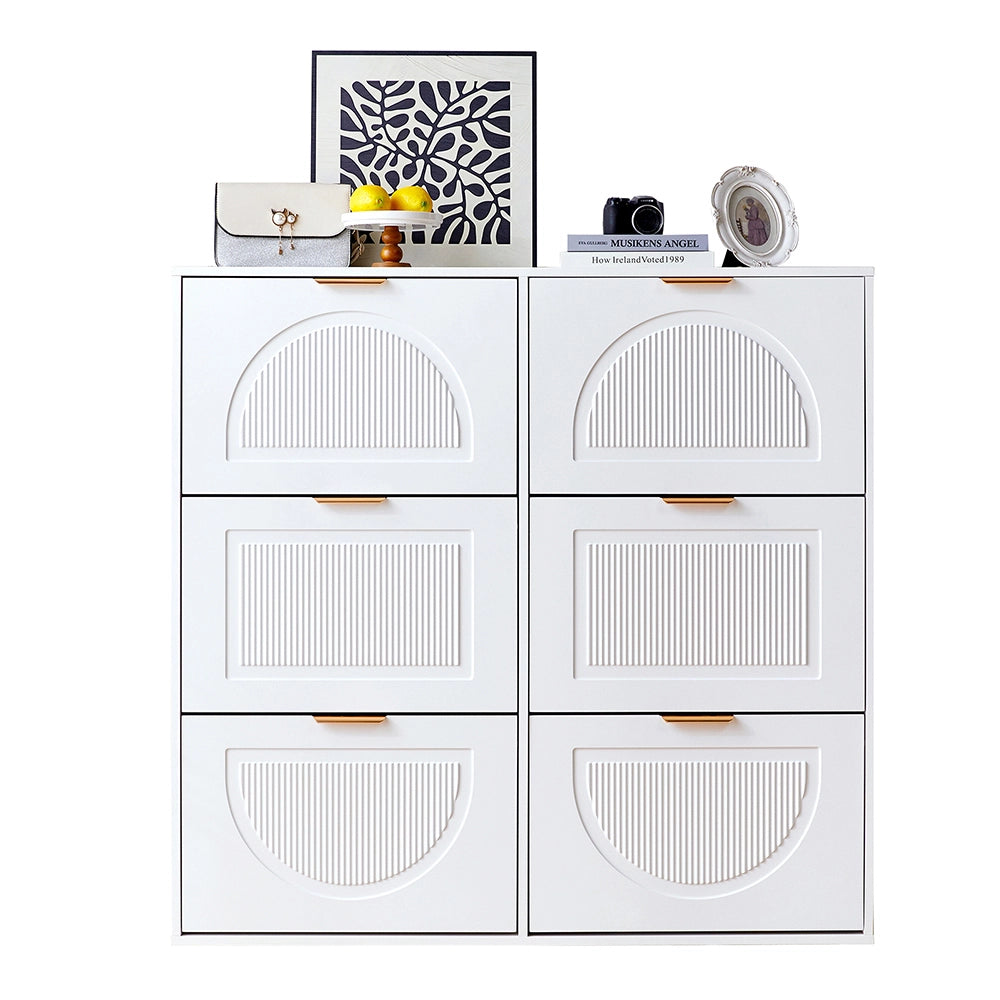 Scarpiere moderna 6 scomparti - Xylo - L118xH115xP25 cm - Bianco - Apertura a ribalta per ingresso/corridoio