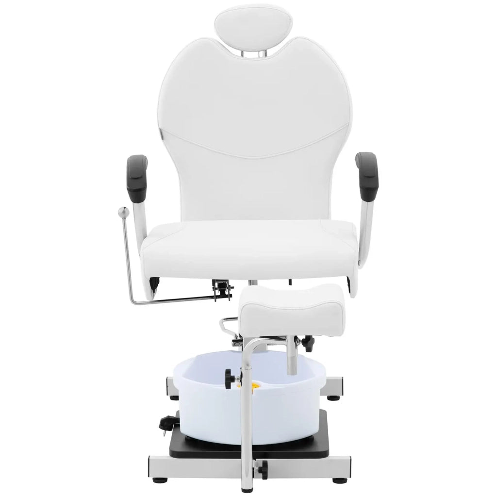 Poltrona per pedicure con poggiagambe e pediluvio compensato in PVC plastica acciaio schiuma sintetica bianco 14_0009010