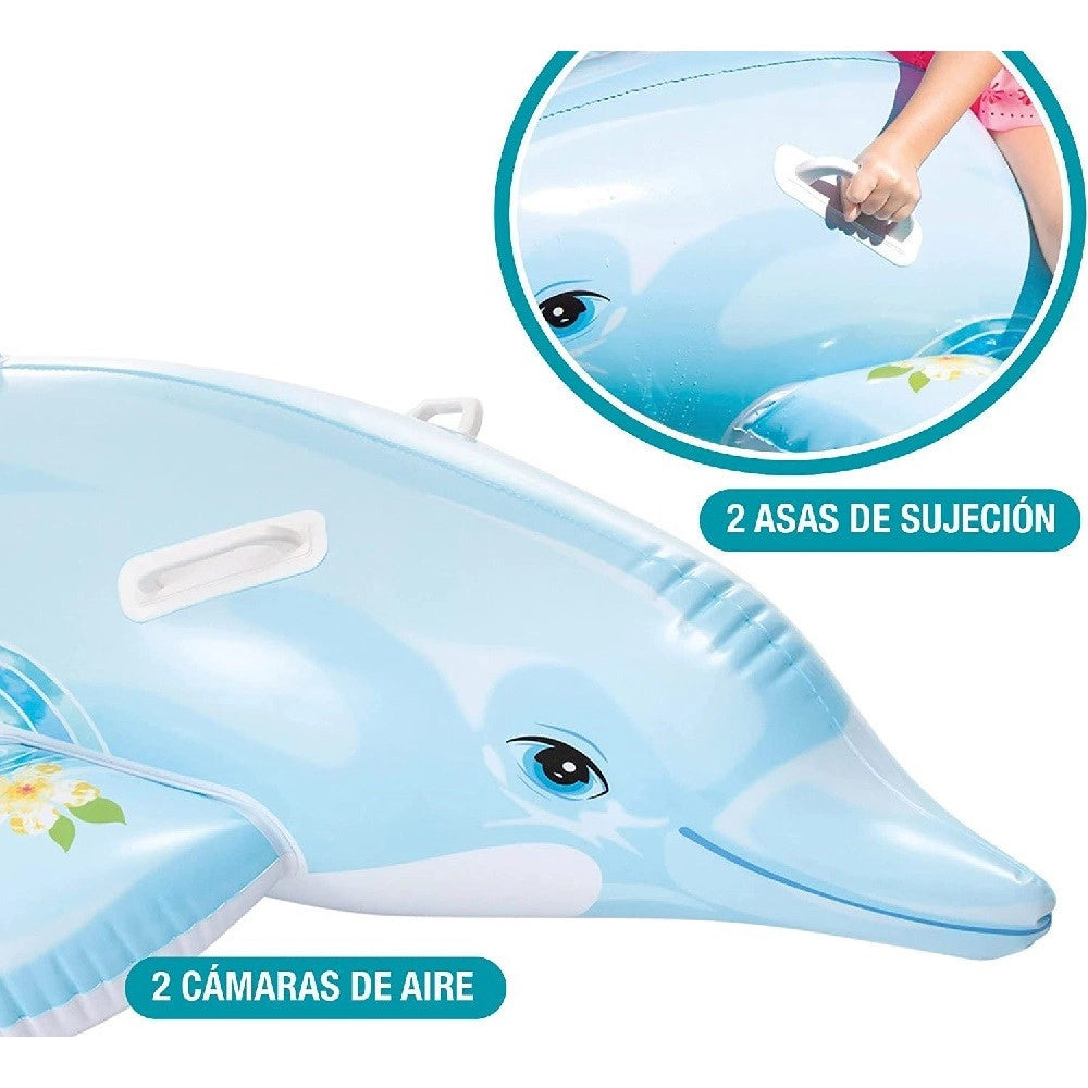 Trade Shop - Cavalcabile Forma Delfino Gonfiabile Piscina Mare 175 X 66 Cm Con Maniglie 58535 -