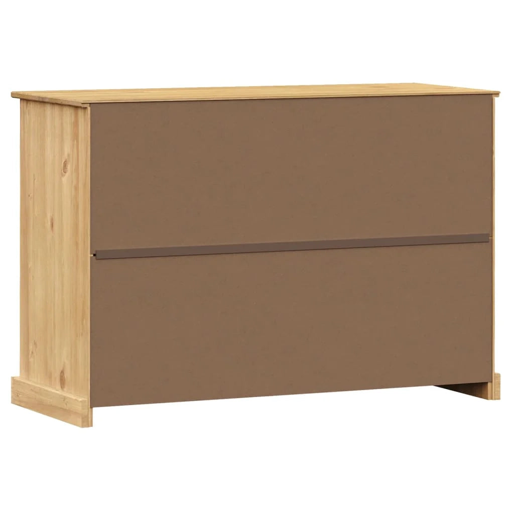 Buffet credenza cassettiera armadio mobile contenitore organizer per cucina soggiorno salotto con cassetti 113 x 40 x 75 cm legno massello di pino marrone 02_0030134