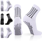 Sok perfezionamento presa per uomini - calcio, pallacanestro, rugby - 3 paia di calze sportive con inserti in gomma per camminata, corsa, yoga (nero e bianco)