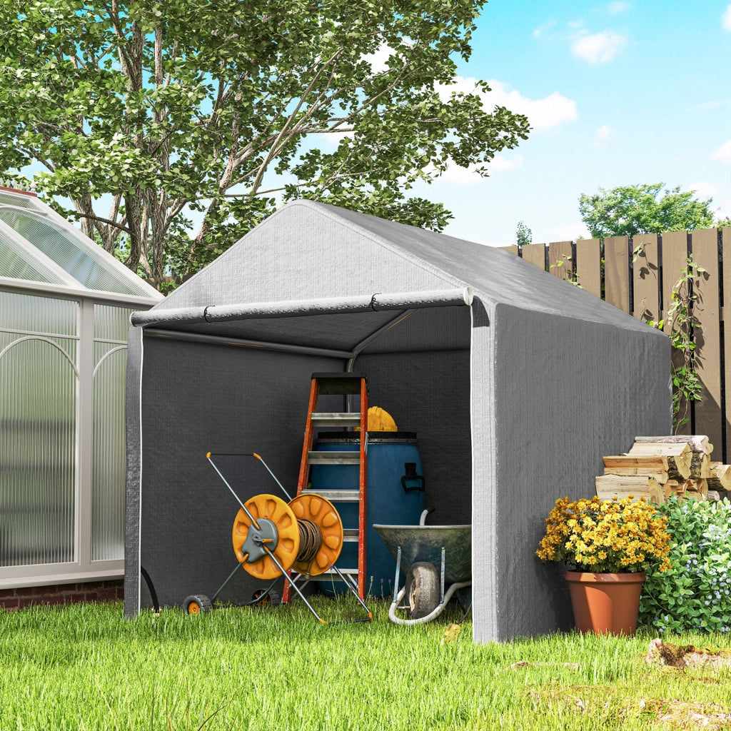 Capanno Giardino Biciclette ¨C Zephmum ¨C Grigio Acciaio Galvanizzato 200x200x200 cm