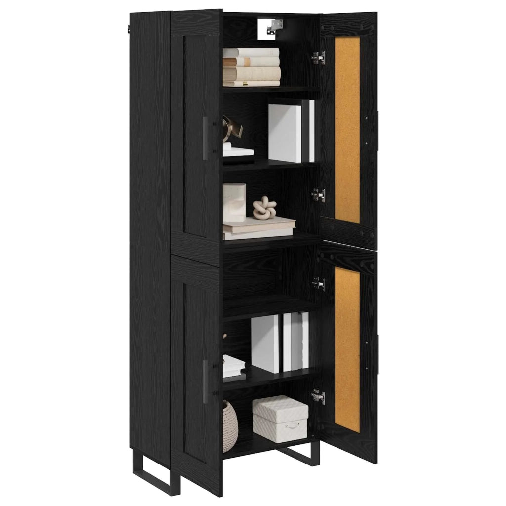 Credenza-Buffet-Armadio da cucina Rovere Nero 69,5 x 34 x 180 cm Legno multistrato 173967