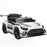 Macchina elettrica Mercedes per bambini, batteria da 12V, luci a LED, funzione musicale, clacson, et¨¤ 3-8 anni, bianca