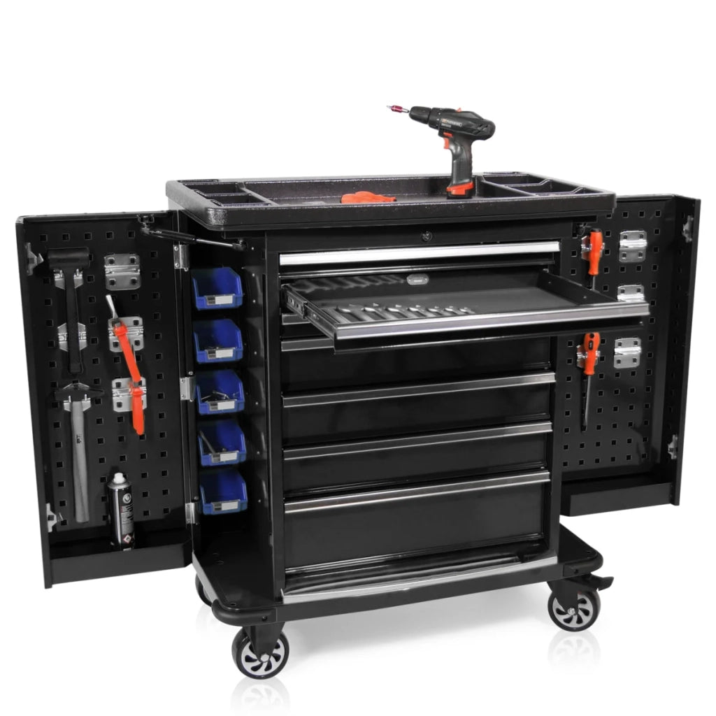 Carrello portautensili con alette laterali Pro Series nere
