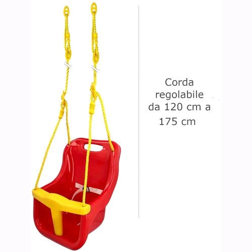 Seggiolino per Altalena Bambini da 6 a 24 mesi con corda e seduta regolabile Portata 15 Kg 