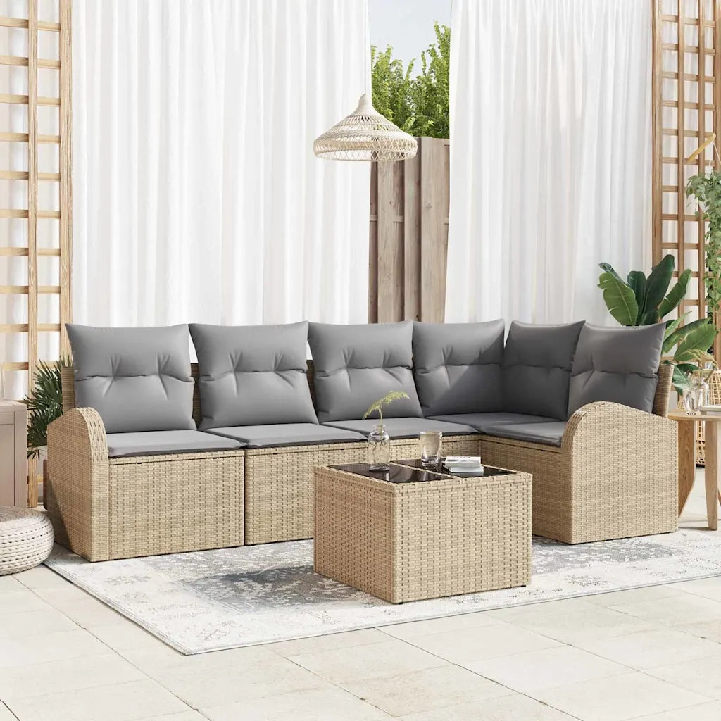 Set di divani con cuscino 6 pcs Beige Poliestere