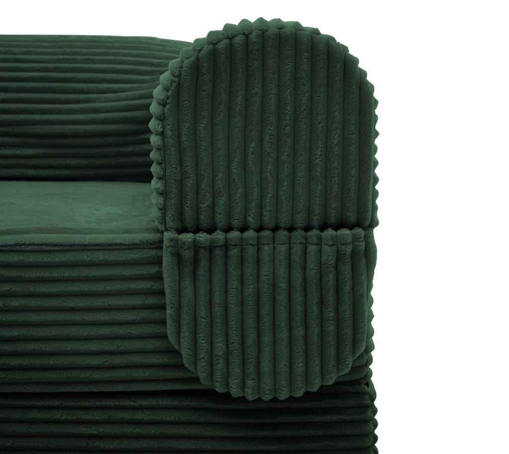 DIVANO LETTO 2 in 1 convertibile in tessuto corduroy verde con cuscino