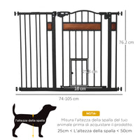 Cancelletto per Cani di Taglia Media e Piccola 74-105x76,2 cm con Chiusura Automatica Nero