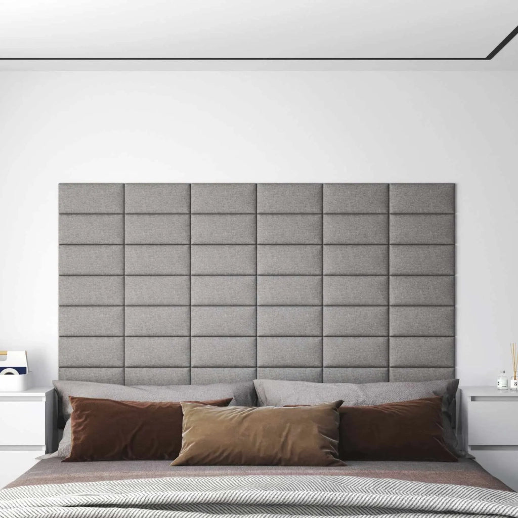 Testiera da Parete 12 pcs Grigio chiaro 30 x 15 cm Tessuto