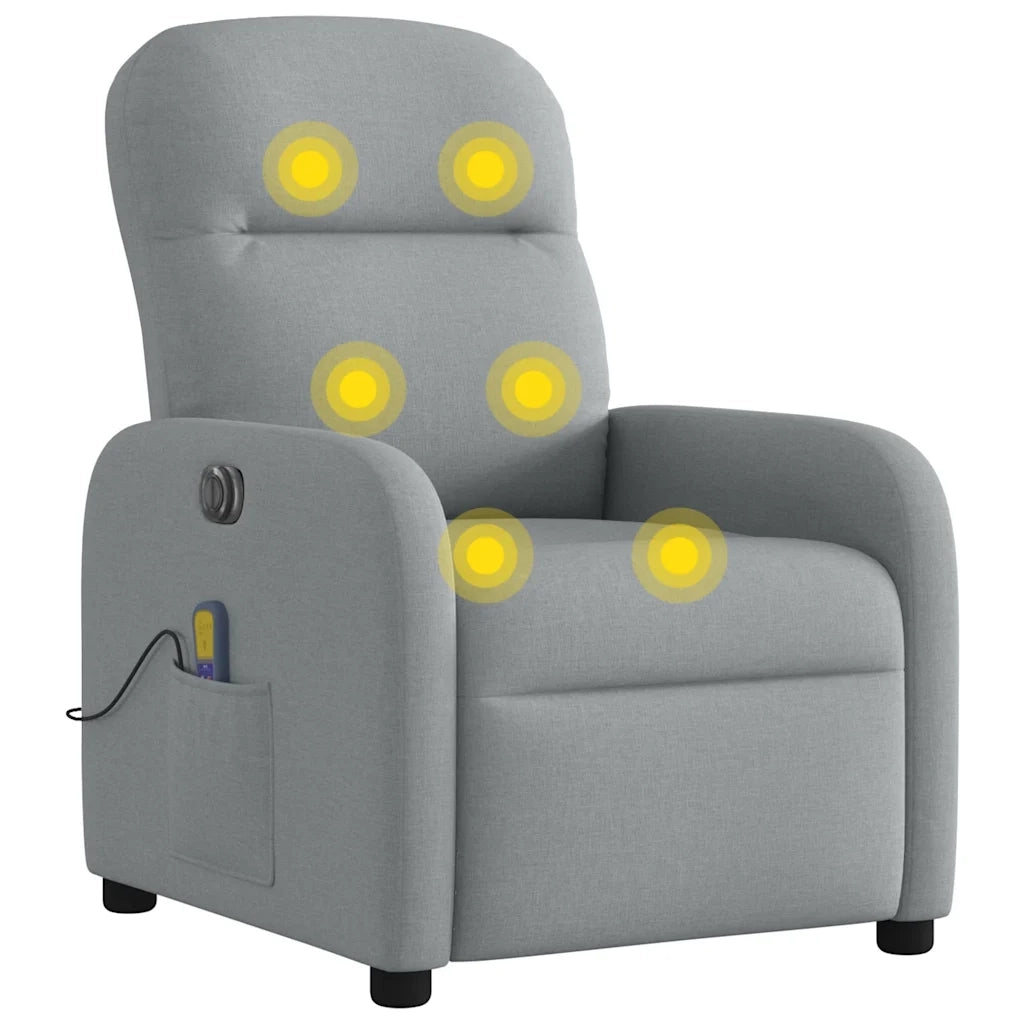 Divano Sedia-Poltrona Reclinabile Massaggio Elettrica Grigio Chiaro Tessuto 533396