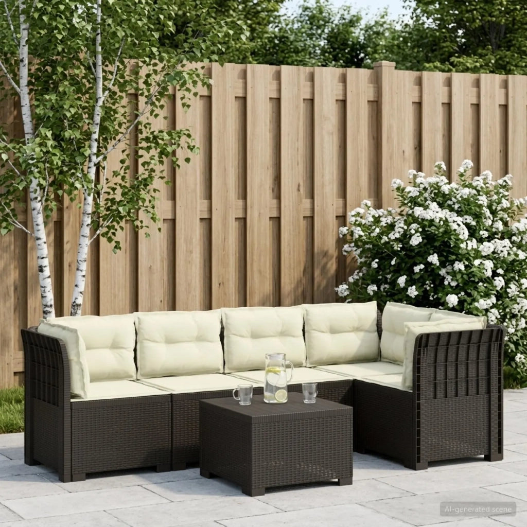 Divano da Giardino 5 Posti con Cuscini Stile Rattan PP 3444062