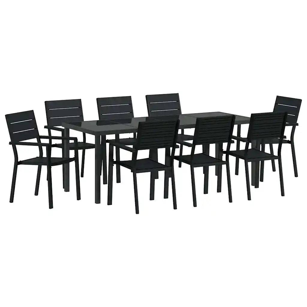 Set da Pranzo per Giardino 9 pcs Nero 3379148