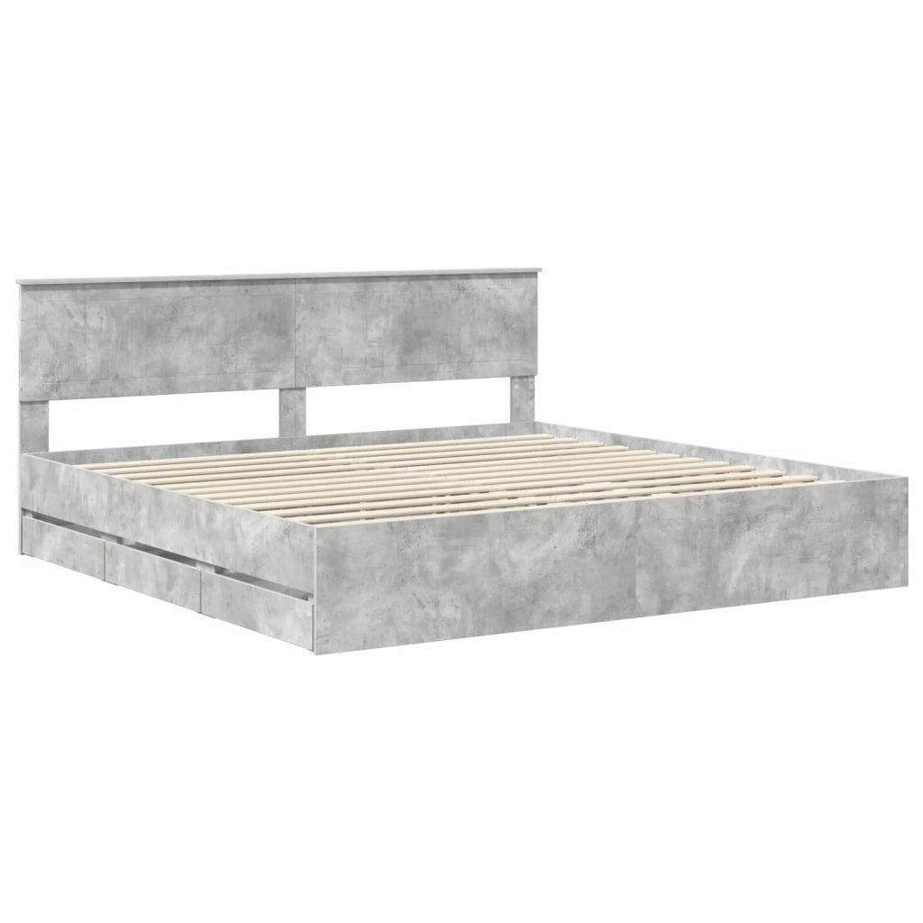 Letto matrimoniale | Letto per adulti | Struttura del letto con cassetto Grigio cemento 200 x 200 cm