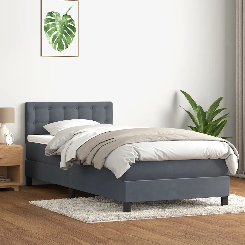 Giroletto a Molle con Materasso Grigio Scuro 80x210 cm Velluto 3316570