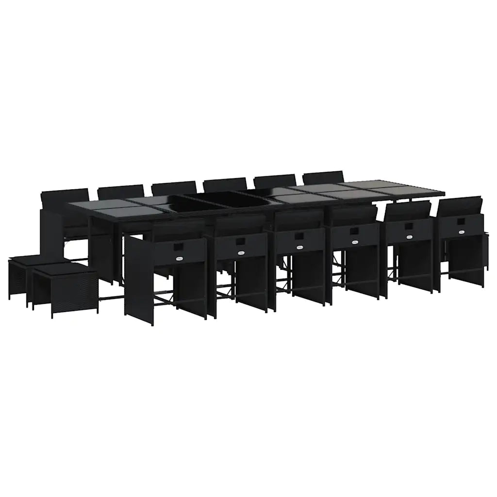 Set da Pranzo da Giardino 17 pz con Cuscini Nero in Polyrattan 3211183
