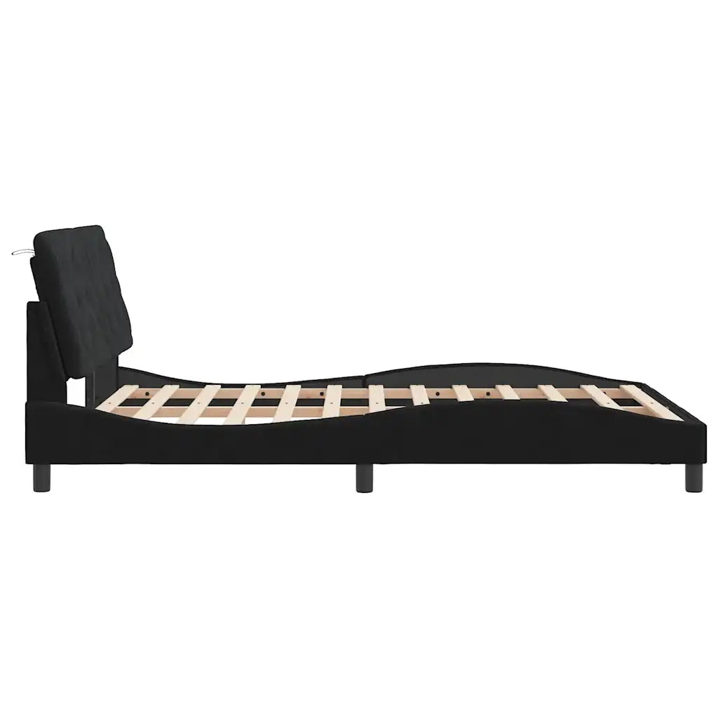 Giroletto senza Materasso Nero 140x190 cm in Velluto