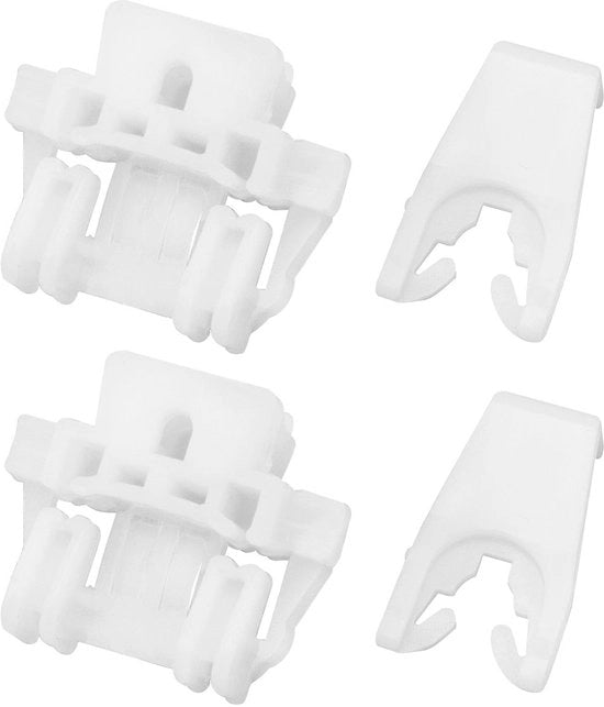 Regolatore di vetro da auto in set da 2 - Clip di fissaggio - Compatibile con Renault Clio II - Materiale plastico - Duraturo - Codici OE: 7700842241, 7700842240 - Clip di ruota