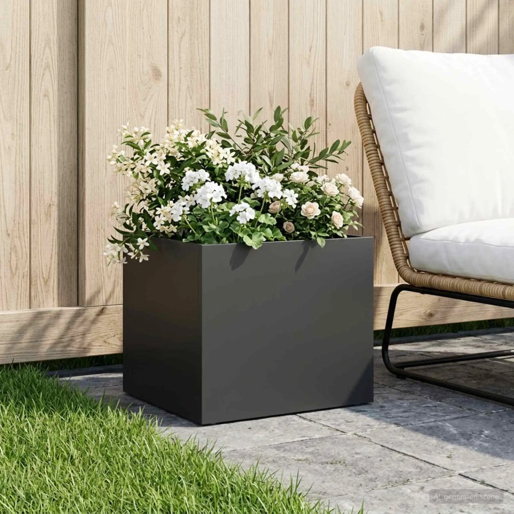 Vaso da giardino Nero 40 x 30 x 30 cm Acciaio laminato a freddo 8005190