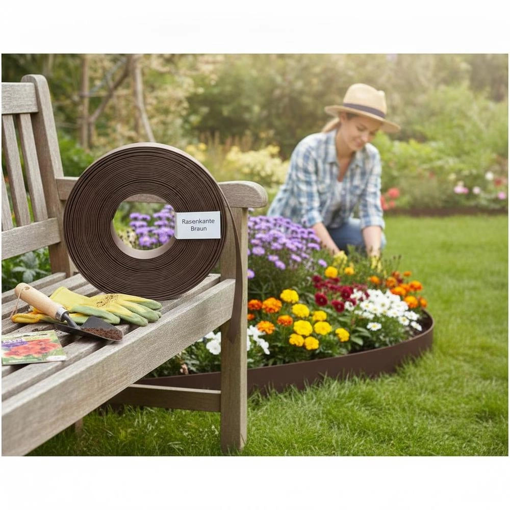 Brown Lawn Edging, 10 M X 20 Cm, Polyethylene