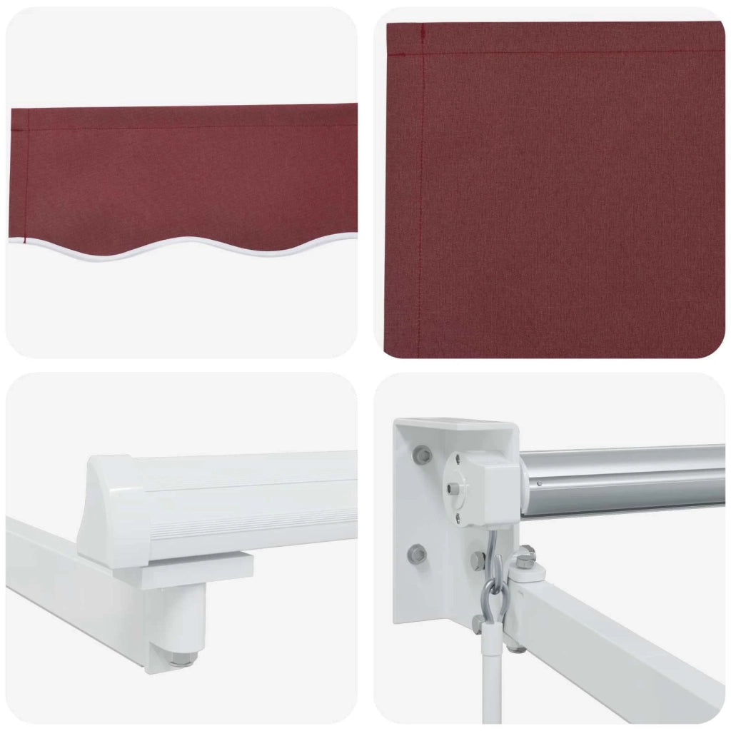 Tenda retrattile manuale con LED Borgogna e Bianco 4 × 3 m