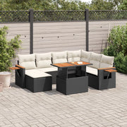 Set Divani da Giardino con Cuscini 8 pz Nero in Polyrattan 3273632