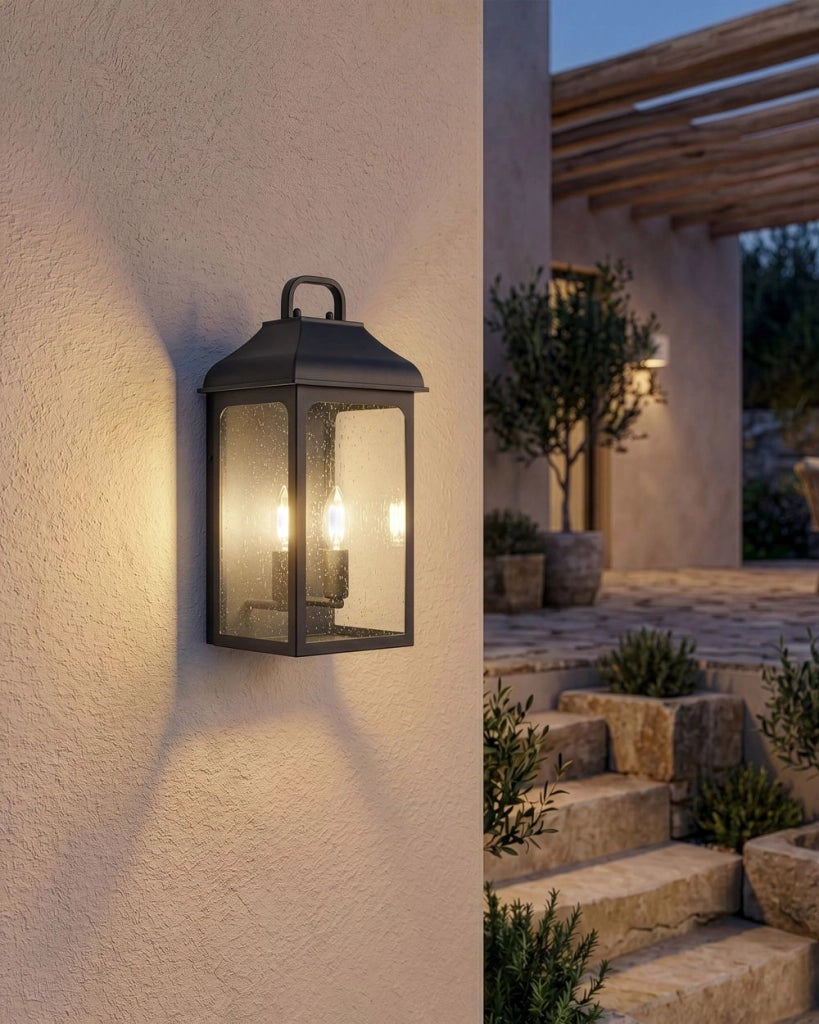 Lampada da Parete da Esterno in Metallo Nero Stile Tradizionale