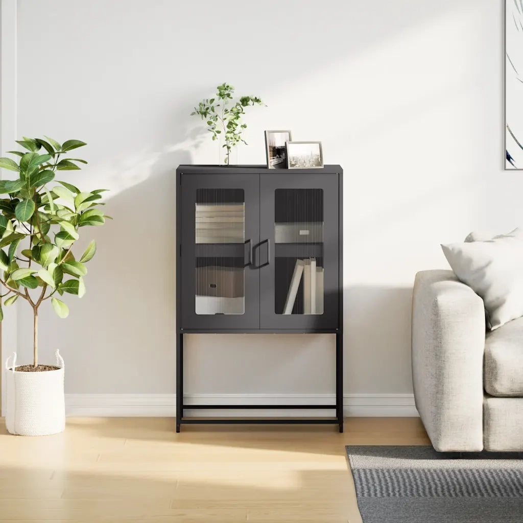 Credenza Nera 68x39x107 cm in Acciaio 853374