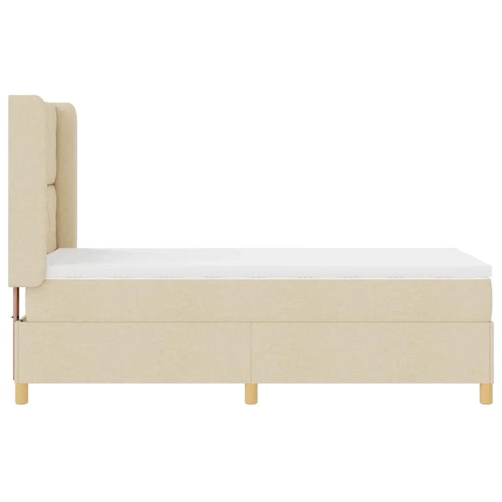Letto a molle con testiera Crema 90 x 190 cm Tessuto 3341873