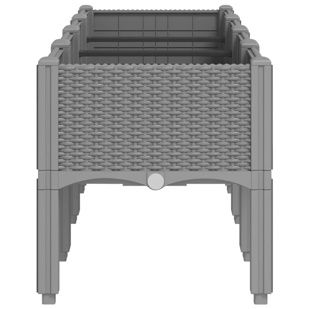Fioriera rialzata per piante fiori terrazza giardino con gambe colore chiaro 160 x 40 x 42 cm PP grigio 02_0038174