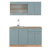 Cucina monoblocco R-Line Grigio-blu/Rovere dorato 140 cm, PL Rovere Vicco