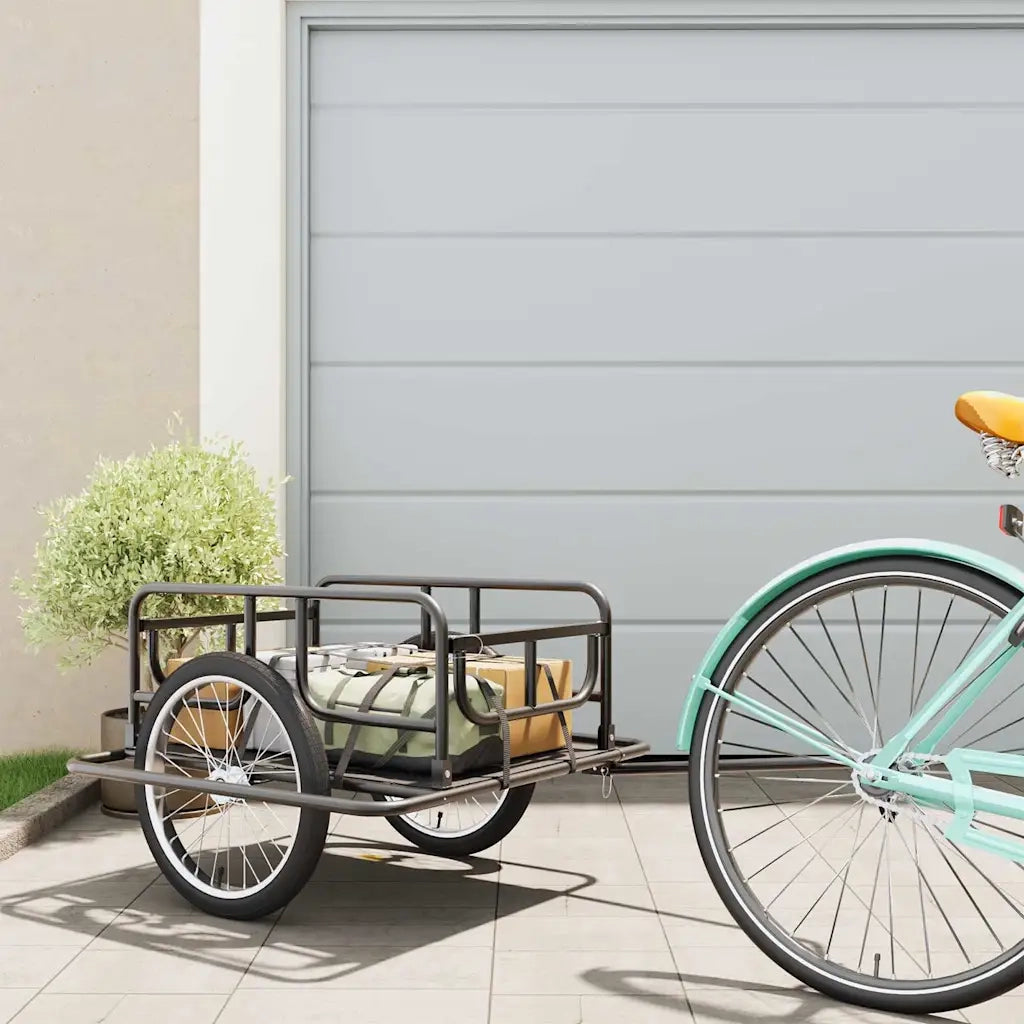Rimorchio Bici 130x73x48,5cm in Acciaio Nero 91770