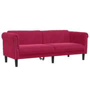Divano | Divano da soggiorno | Sofa a 3 Posti Rosso Vino in Velluto