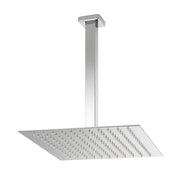Set doccia in ottone con braccio verticale e soffione quadrato 20x20 cm cromo