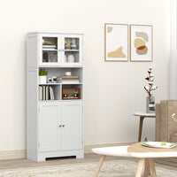 Credenza Cucina 60x30x145,5 cm con Armadietti e Vani a Giorno in Truciolare Bianco