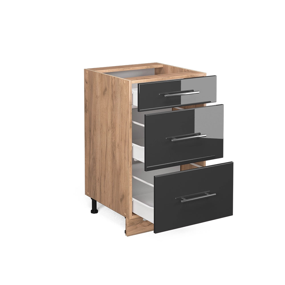 Vicco Mobiletto base per cucina Antracite lucido 50 cm senza piano di lavoro