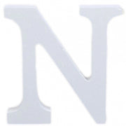 Trade Shop - Lettera N In Legno Bianco 11cm Decorazione Confettata Matrimoni Compleanno Promessa -