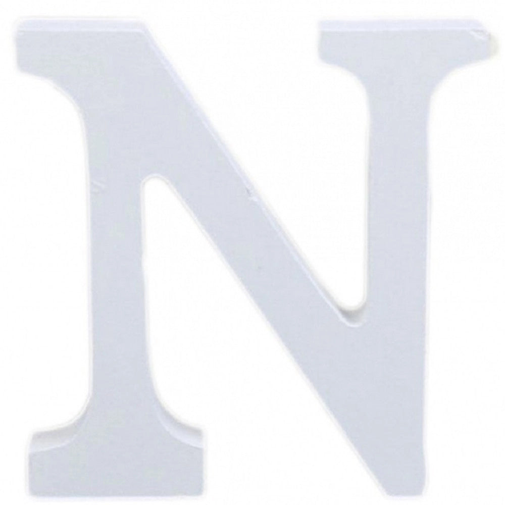 Trade Shop - Lettera N In Legno Bianco 11cm Decorazione Confettata Matrimoni Compleanno Promessa -