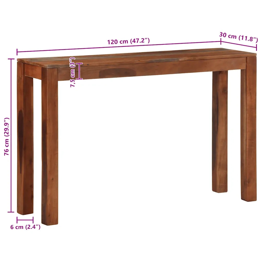 vidaXL Tavolo Consolle 120x30x76 cm in Legno Massello di Acacia