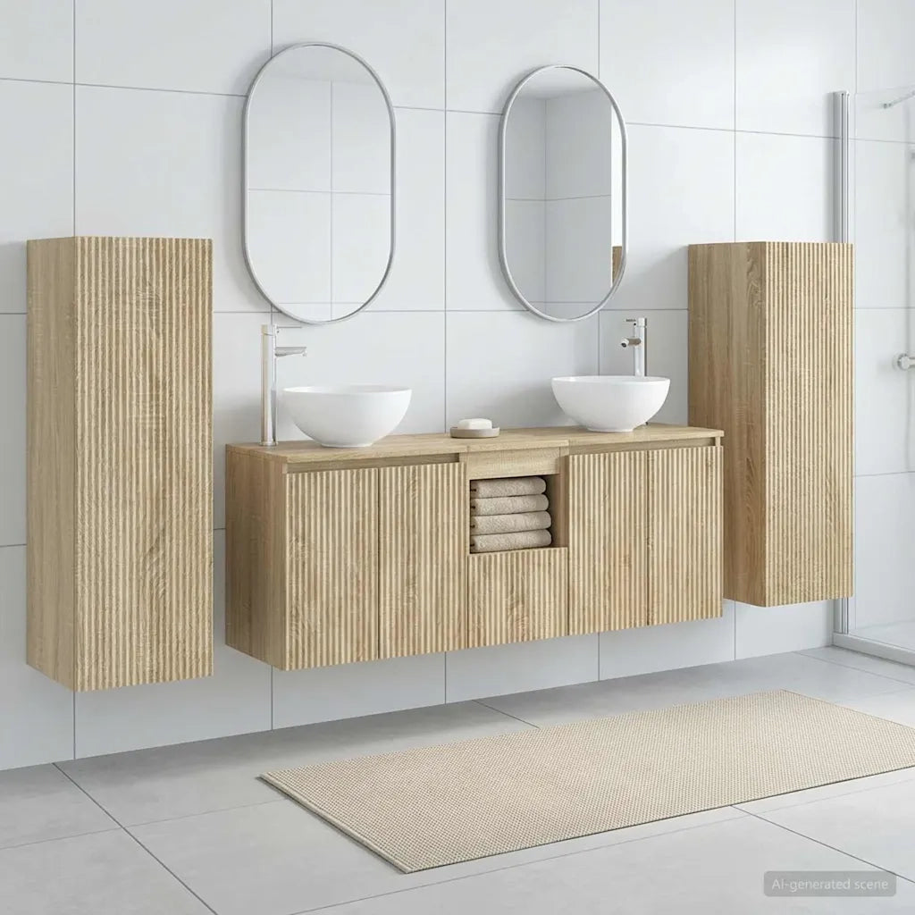 Set di mobili per il bagno 5 pz Rovere Sonoma 3405985
