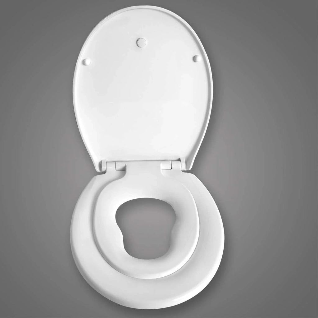 Sedile WC per famiglie con seggiolino per bambini sedile WC in plastica con chiusura automatica bianco 19_0000682