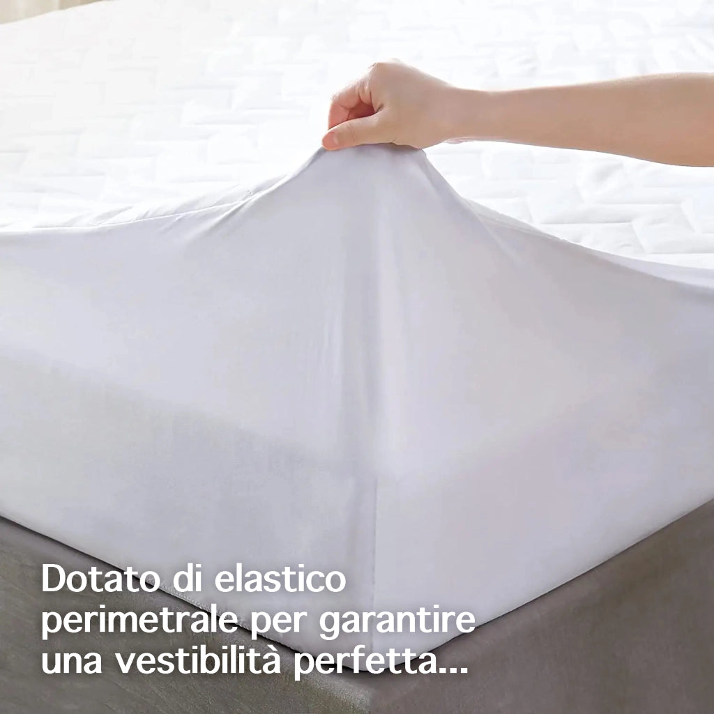 Coprimaterasso Trapuntato Con Angoli Elasticizzati Anallergico Traspirante Lenzuolo SalvaMaterasso Silenzioso - Bianco - Singolo