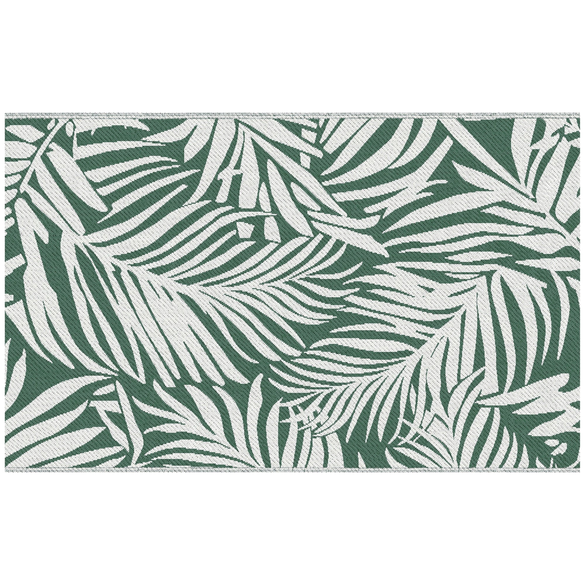 Tappeto da Esterno Reversibile 152x243 cm con Fantasia Geometrica Verde e Bianco