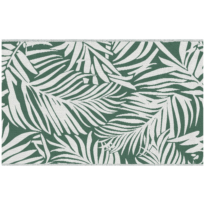 Tappeto da Esterno Reversibile 152x243 cm con Fantasia Geometrica Verde e Bianco