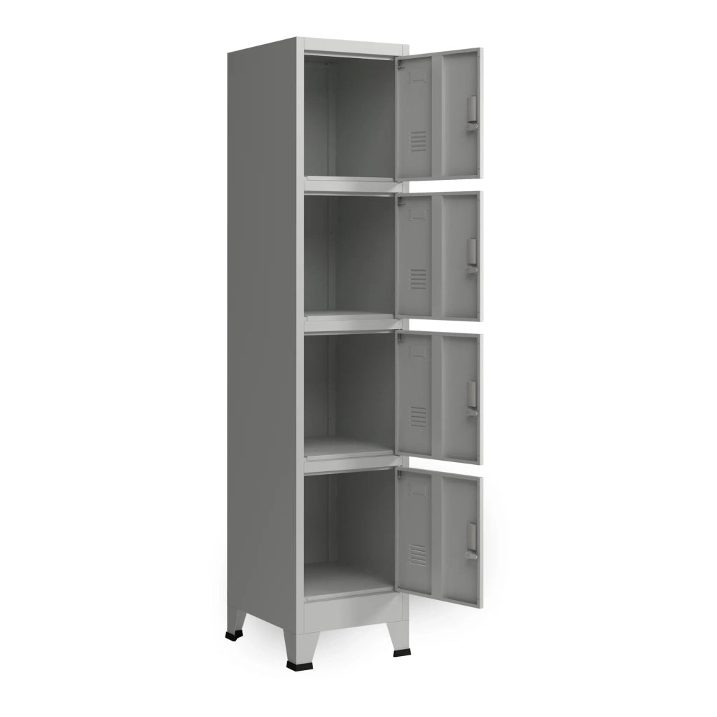 Armadietto per ufficio mobiletto portaoggetti per ufficio officina camera da letto metallo acciaio con 4 ante in acciaio laccato 180 x 38 x 45 cm grigio 03_0006348