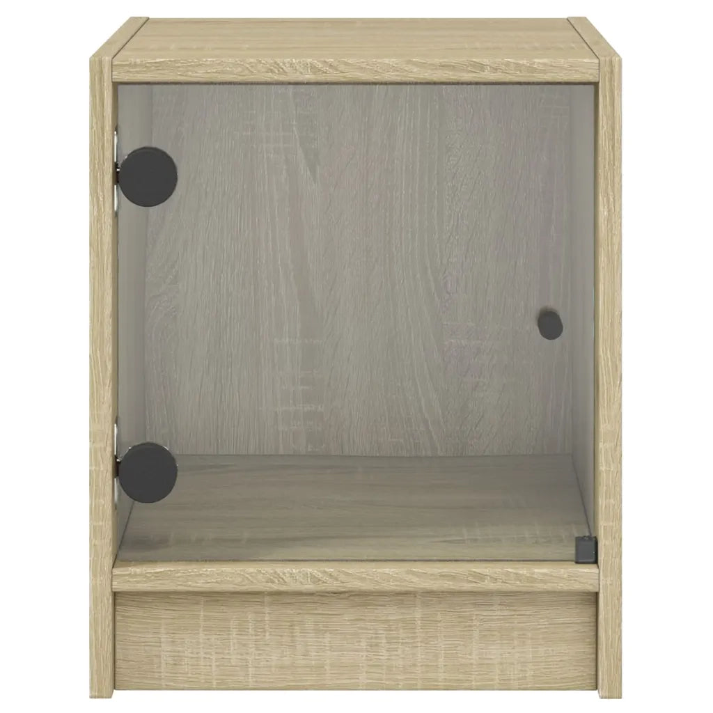 Comodini con Ante in Vetro 2pz Rovere Sonoma 35x37x42 cm 836348