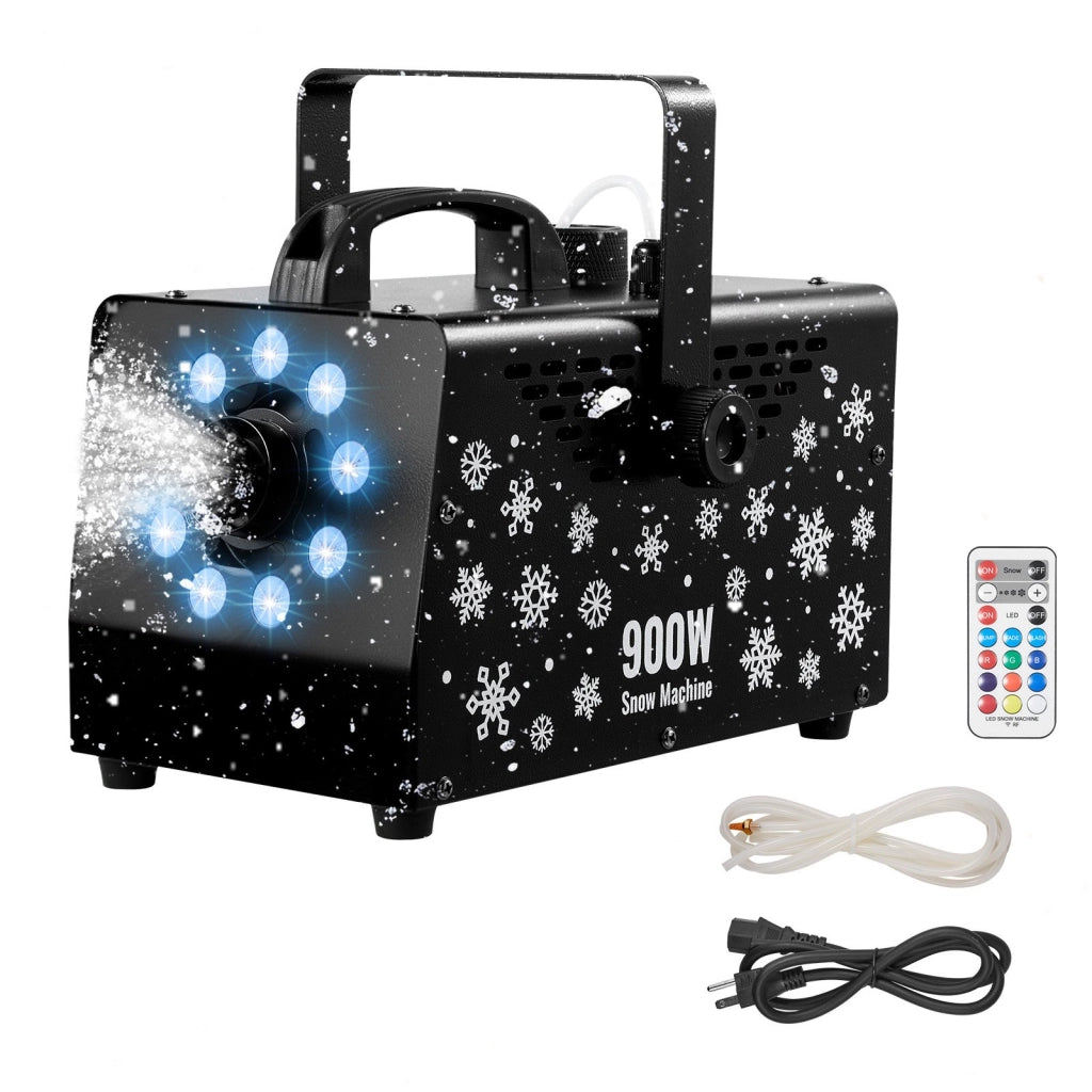 Macchina per la neve 900W LM-O-900 con telecomando wireless serbatoio 1L e luce ambientale portatile per feste