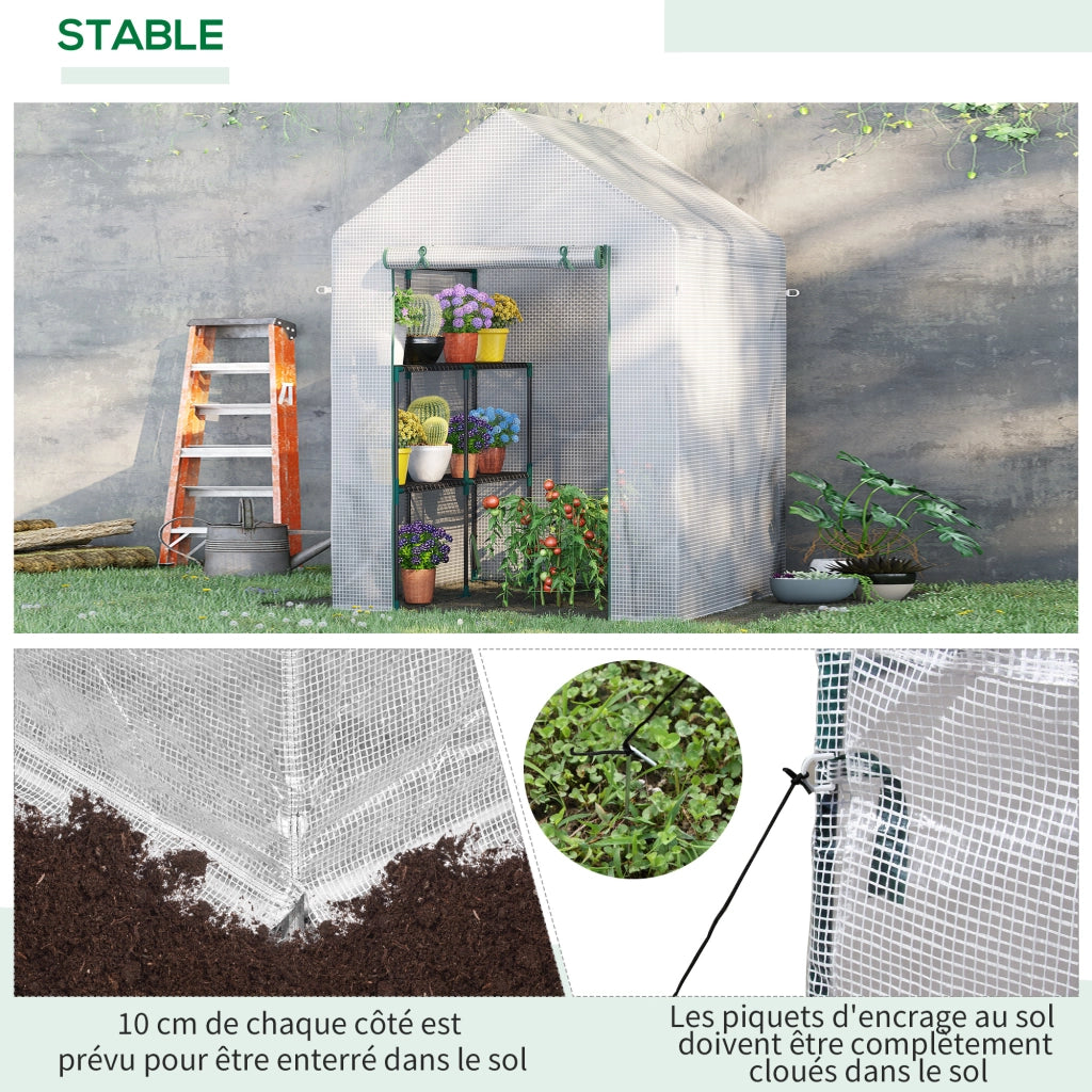 Serra da giardino con ripiani ¨C zephmum ¨C bianco 143x143x195cm