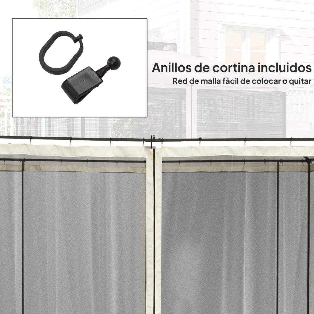 Pannelli Laterali con Zanzariera per Gazebo ¨C zephmum ¨C Nero 3x2 cm